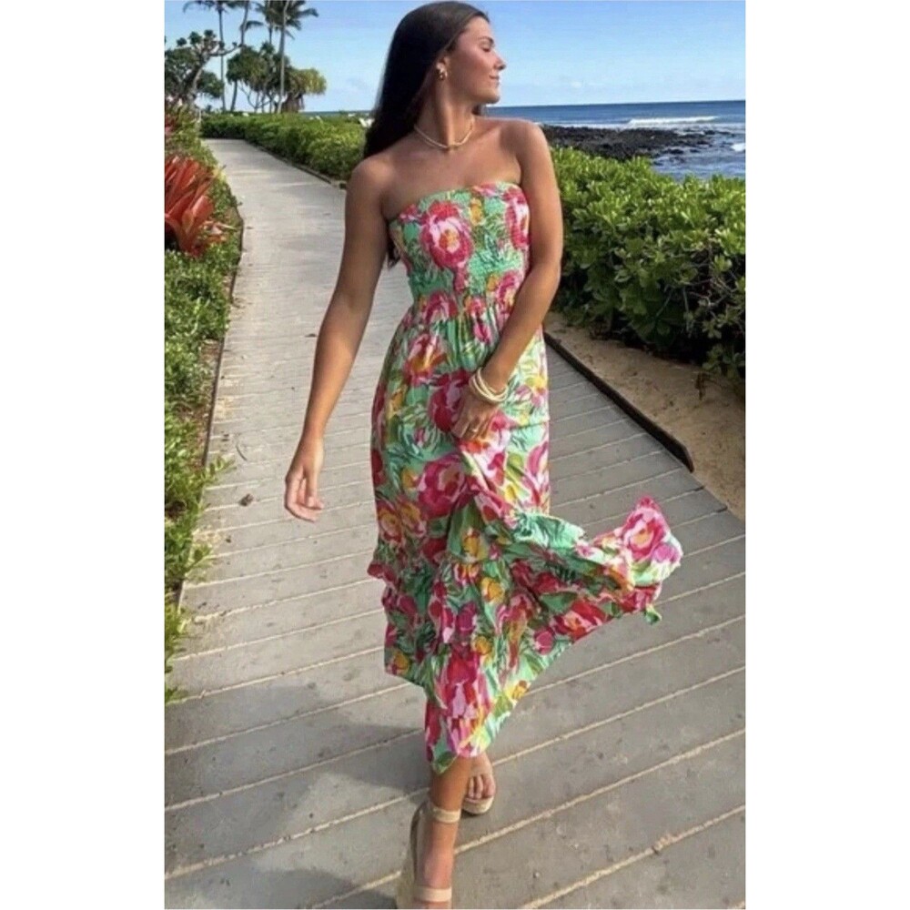 Abel the Label Women's Strapless Floral Mimosa Maxi Dress • Sz XS